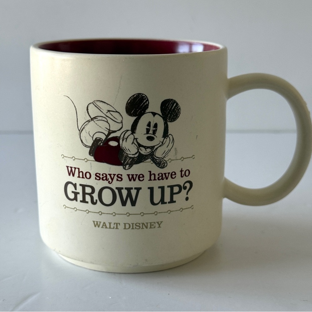 Walt Disney Hallmark Coffee Mug Mickey Mouse Who Says We Have To Grow Up - Picture 1 of 6